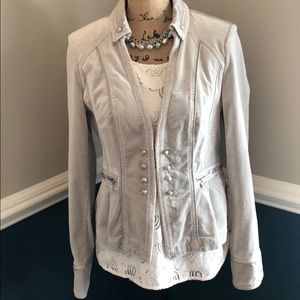 Grey velvet military style jacket